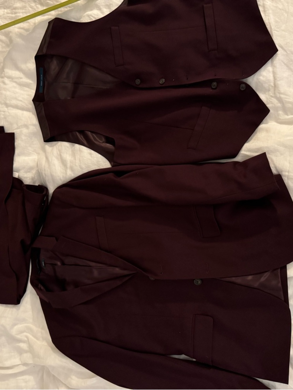 Perry Ellis Men's Burgundy Dress Jacket, Vest, and Pants